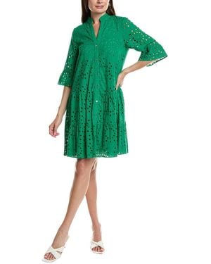 Anne Klein Eyelet Shirt Dress - Green