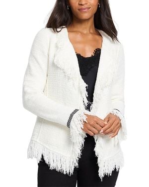 NIC+ZOE Petite Statement Fringe Mix Knit Jacket - White