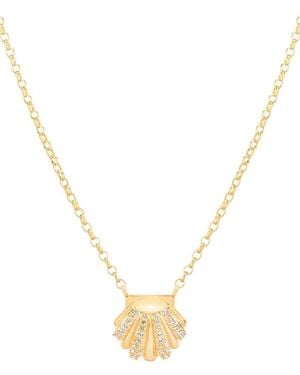 Gabi Rielle 14k Over Silver Cz Seashell Necklace - Metallic