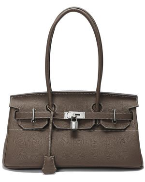 Tiffany & Fred Paris Structured Leather Top-Handle Tote - Brown