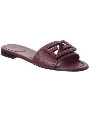 Fendi Ff Baguette Leather Sandal - Purple
