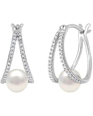 Pearls Pearl & 6Mm Pearl Hoop Earrings - White