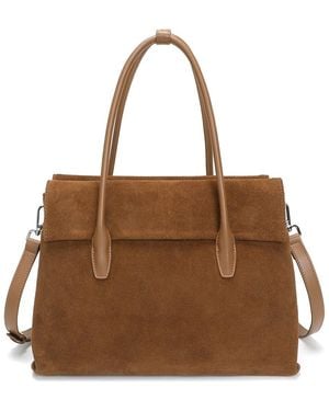 Tiffany & Fred Paris Suede Foldover Tote - Brown