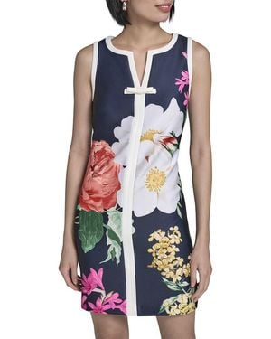 KARL LAGERFELD Printed Scuba A-Line Dress - Blue