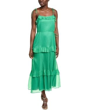 Julia Jordan Crinkled Chiffon Midi Dress - Green