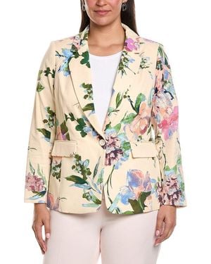 Tahari Plus Sateen Blazer - Brown