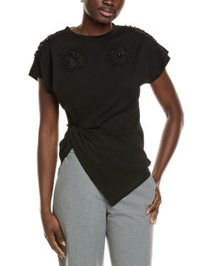 Gracia Beaded Drape T-Shirt - Black