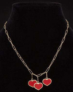 Meshmerise 18K Over Gemstone Paperclip Necklace - Black