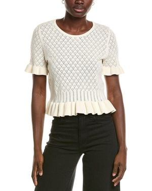Cece Pointelle Sweater - White