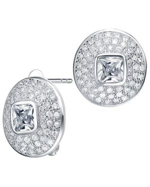 Genevive Jewelry Silver Cz Drop Earrings - White