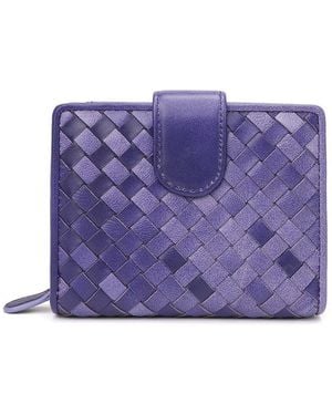 Tiffany & Fred Paris Woven Leather Wallet - Purple
