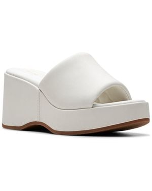 Clarks Manon Glide Leather Wedge Sandal - White