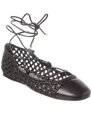 Alexandre Birman Tresse Leather Ballerina Flat - Black