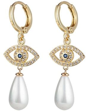 Eye Candy LA Luxe Collection 18k Plated Cz Double Evil Eye Earrings - Metallic