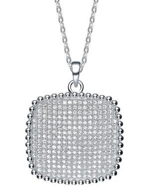 Genevive Jewelry Silver Cz Pendant - White