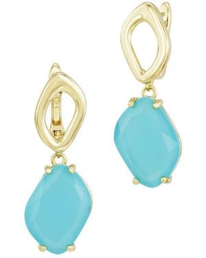 Savvy Cie 14K Plated Cz Drop Earrings - Blue