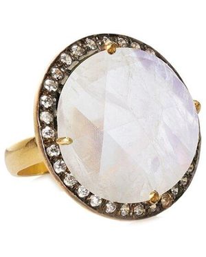 Liv Oliver 18K Plated 19.70 Ct. Tw. Moonstone Cz Statement Ring - White