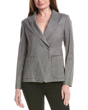 Fabiana Filippi Pear-Neck Wool-Blend Blazer - Grey