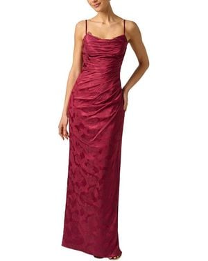 Adrianna Papell Woven Jacquard Long Dress - Red