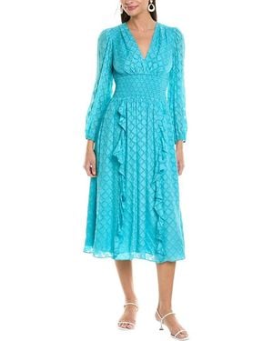 Shoshanna Katalina Diamond Burnout Midi Dress - Blue