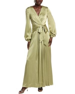 Badgley Mischka Faux Wrap Gown - Green