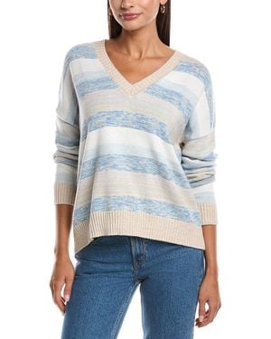 Minnie Rose Marl Stripe Boxy Cashmere-Blend Jumper - Blue