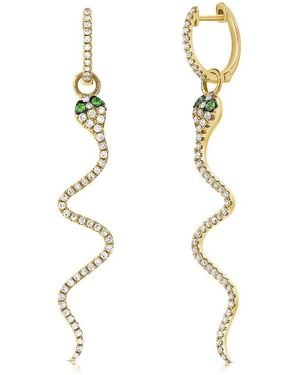 Sabrina Designs 14K 0.61 Ct. Tw. Diamond & Tsavorite Snake Dangle Earrings - White