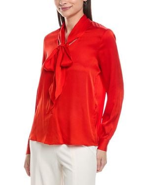 Tahari The Nicoletta Silk-Blend Top - Red