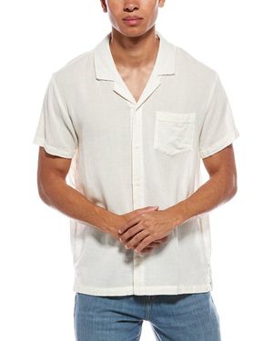 Vintage Summer Basketweave Camp Shirt - White