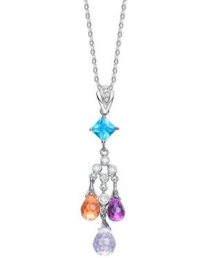 Genevive Jewelry Silver Cz Pendant - White