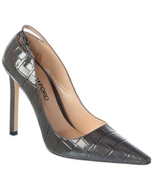 Tom Ford Croc-Embossed Patent Pump - Metallic