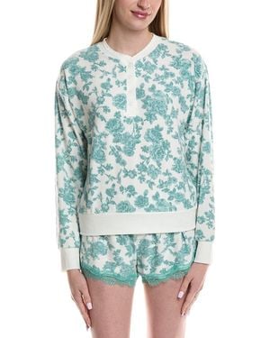 Pj Salvage Lacey Jade Waffle-Knit Top - Blue