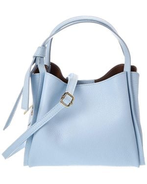 Italian Leather Athena Leather Top Handle Bag - Blue
