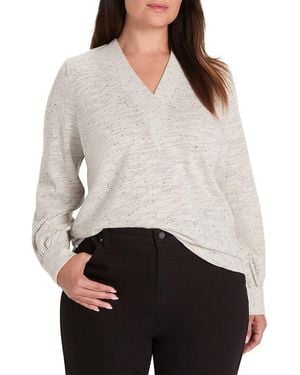 NIC+ZOE Plus Downtown Sparkle Nep Knit Top - White