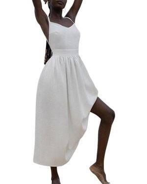Alma King Linen-Blend Midi Dress - Grey