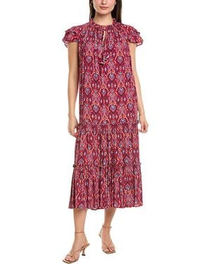 Sail To Sable Ruffle Neck Midi Dress - Red