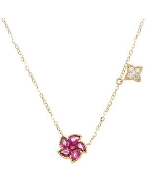 Maitre De Diamant 14K 1.01 Ct. Tw. Diamond & Ruby Necklace - Metallic