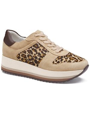 Johnston & Murphy Gracie Suede & Haircalf Trainer - Natural