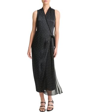 Vince Leather Trim Dress in Black | Lyst
