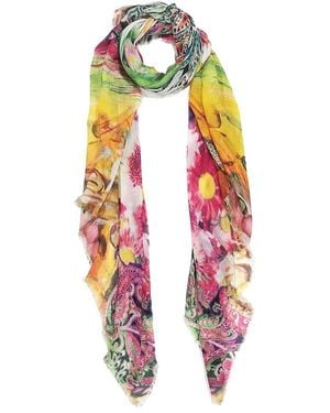 Blue Pacific Floral & Seashell Print Scarf - Pink