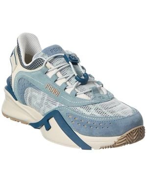 Fendi Flow Mesh & Leather Trainer - Blue