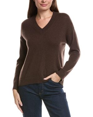 Hannah Rose Basic V-Neck 100% Cashmere Jumper - Brown