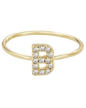 Adornia 14K Plated Cz Initial Ring - Metallic