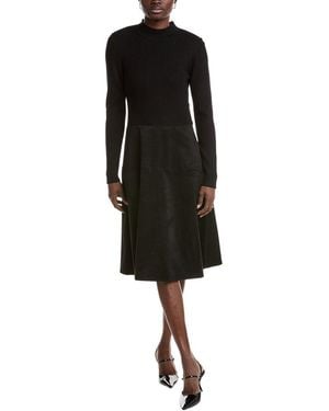 Tahari Mixed Media A-Line Dress - Black