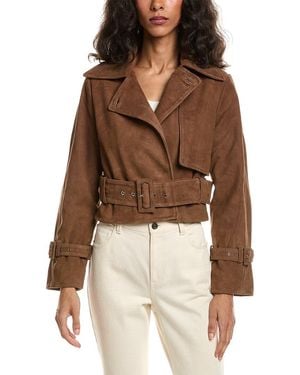 Walter Baker Rexa Suede Short Trench Coat - Brown
