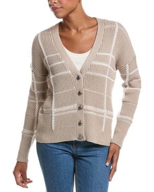 Autumn Cashmere Plaid Shaker Cardigan - Grey