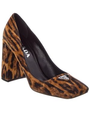 Prada Logo 95 Suede Pump - Brown