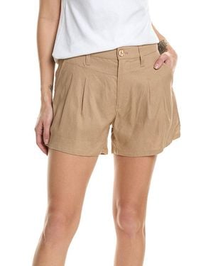 Hudson Jeans Front Yoke Pleated Linen-Blend Short - Natural