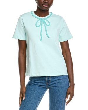 English Factory Beaded Bow T-Shirt - Blue