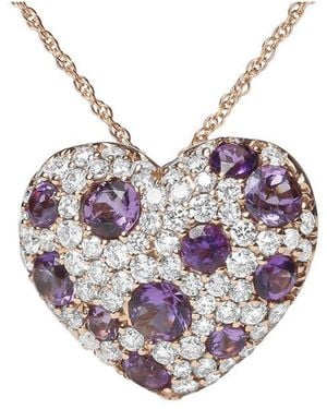 Haus of Brilliance 18K Rose 1.90 Ct. Tw. Diamond & Amethyst Pendant Necklace - Pink